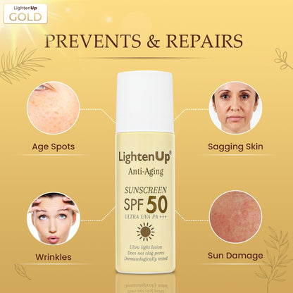 Omic LightenUp Protezione solare anti-età SPF 50 LightenUp - Mitchell Brands - Schiaritura della pelle, schiaritura della pelle, attenuazione delle macchie scure, burro di karité, prodotti per la crescita dei capelli