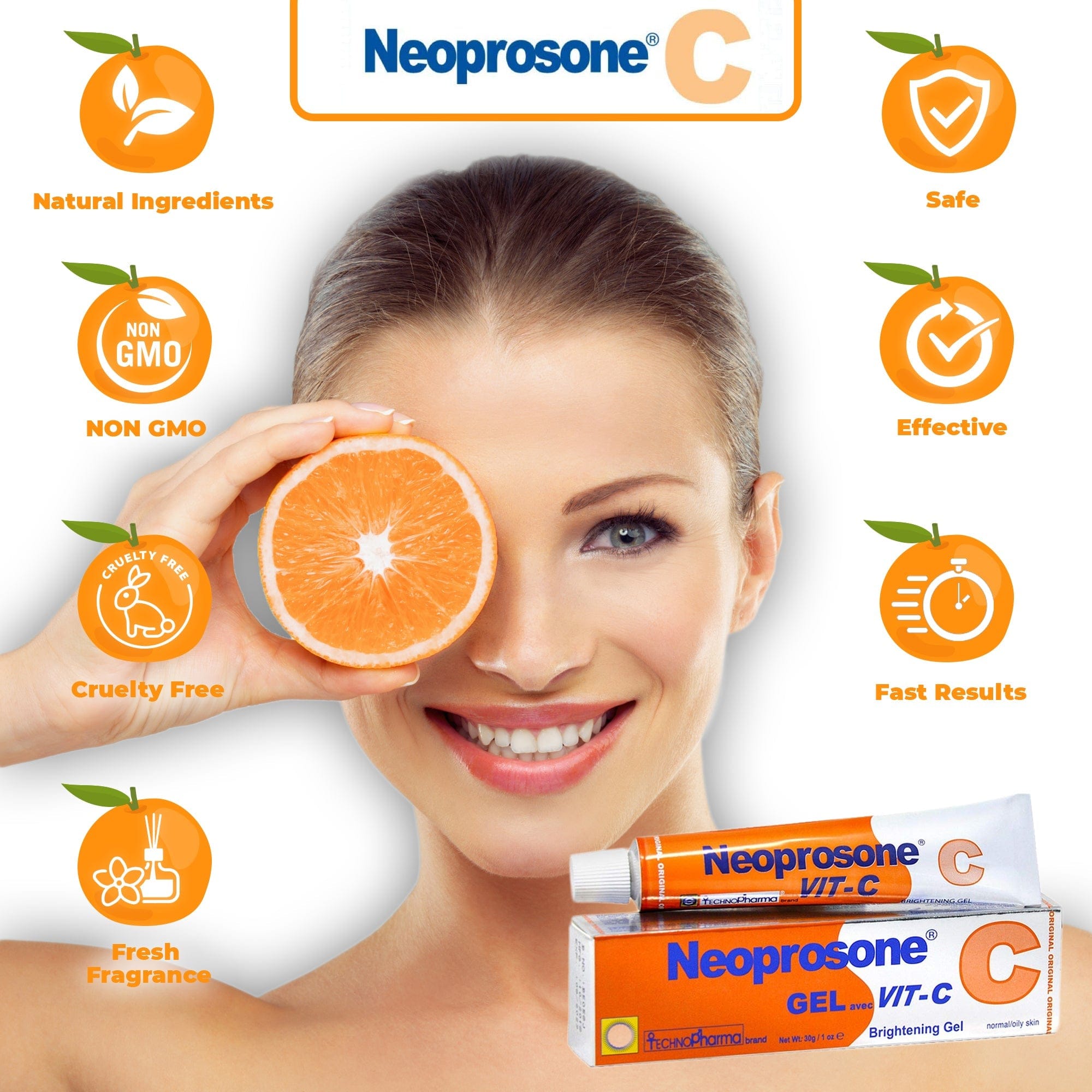 Neoprosone Brightening Gel with Vitamin C – 30g / 1 Fl Oz Neoprosone Vitamin "C" - Mitchell Brands - Skin Lightening, Skin Brightening, Fade Dark Spots, Shea Butter, Hair Growth Products