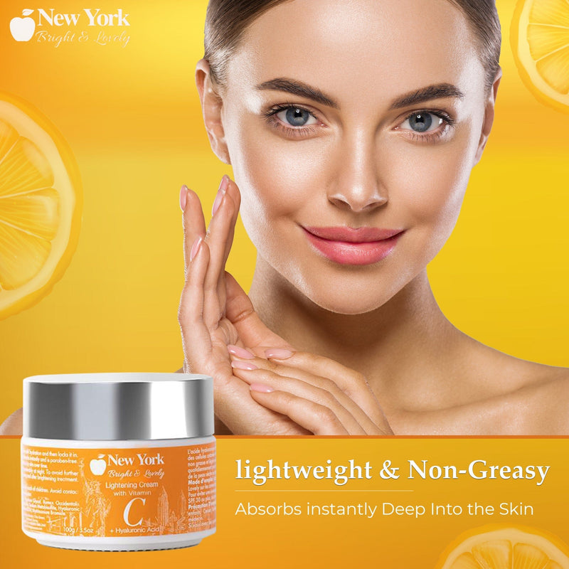 New York Bright & Lovely Lightening Cream with Vitamin C and Hyaluronic Acid - 100ml / 3.5 Oz Mitchell Brands - Mitchell Brands - Skin Lightening, Skin Brightening, Fade Dark Spots, Shea Butter, Hair Growth Products