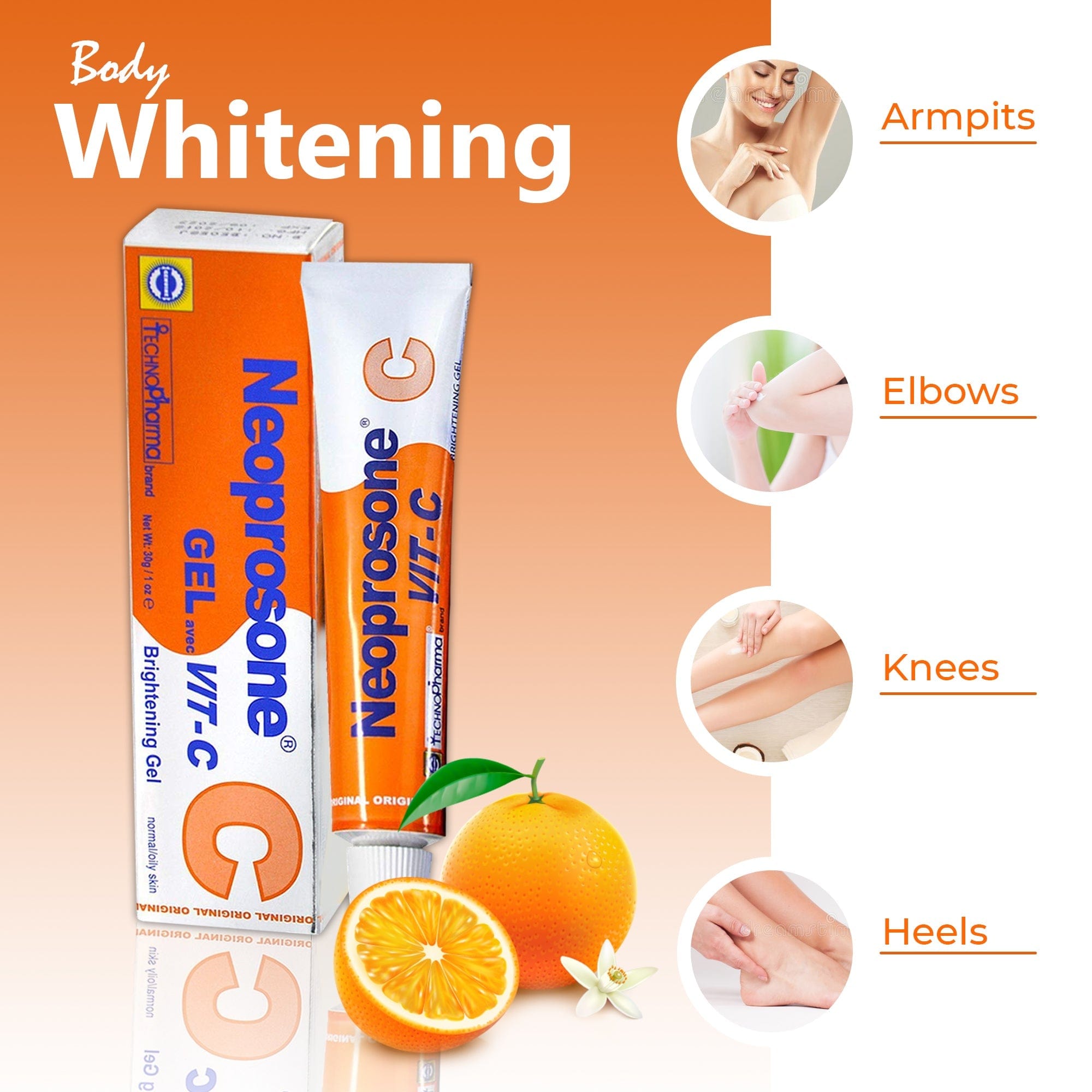 Neoprosone Brightening Gel with Vitamin C – 30g / 1 Fl Oz Neoprosone Vitamin "C" - Mitchell Brands - Skin Lightening, Skin Brightening, Fade Dark Spots, Shea Butter, Hair Growth Products