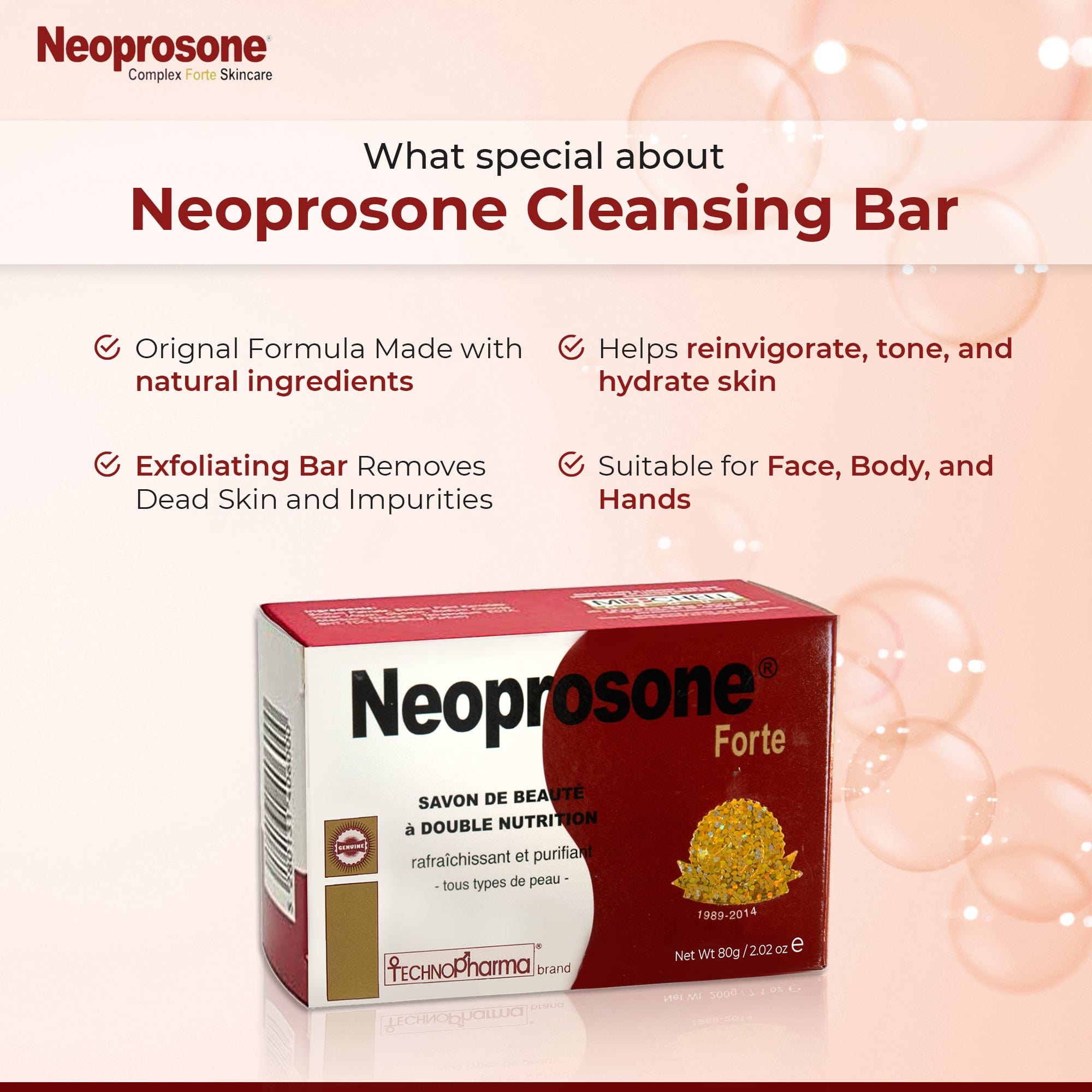 Neoprosone Technopharma Anti-Bacterial Soap 80gr Neoprosone Technopharma - Mitchell Brands - Skin Lightening, Skin Brightening, Fade Dark Spots, Shea Butter, Hair Growth Products