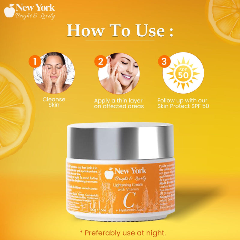 New York Bright & Lovely Lightening Cream with Vitamin C and Hyaluronic Acid - 100ml / 3.5 Oz Mitchell Brands - Mitchell Brands - Skin Lightening, Skin Brightening, Fade Dark Spots, Shea Butter, Hair Growth Products