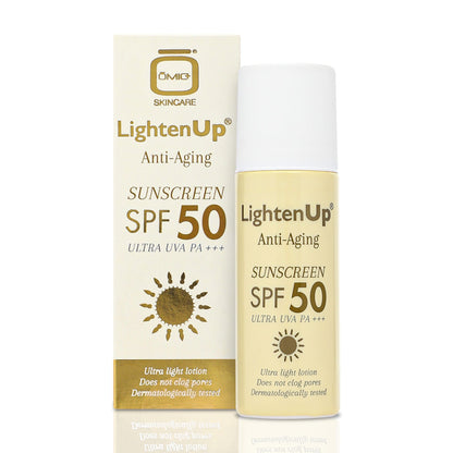 Omic LightenUp Protezione solare anti-età SPF 50 LightenUp - Mitchell Brands - Schiaritura della pelle, schiaritura della pelle, attenuazione delle macchie scure, burro di karité, prodotti per la crescita dei capelli